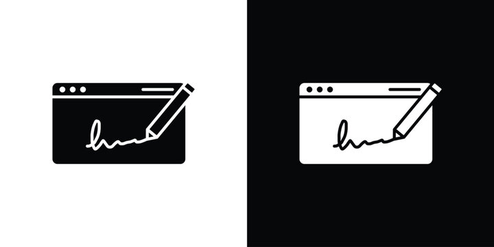 E Signature icon outline clipart set. EPS10