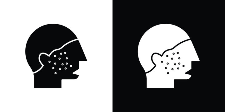 Man acne on face icon outline clipart set. EPS10