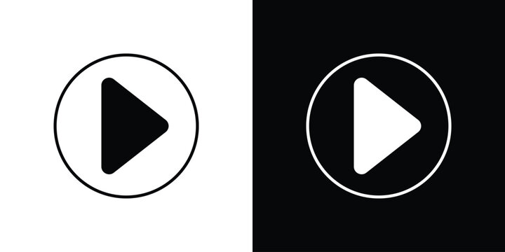 Media play button icon outline clipart set. EPS10