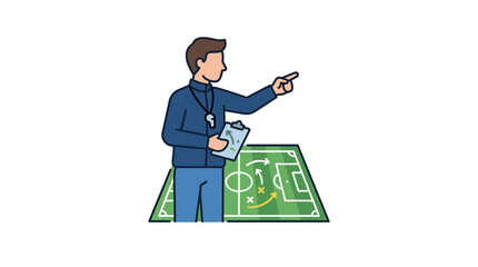 Man pointing at a soccer field. © imam