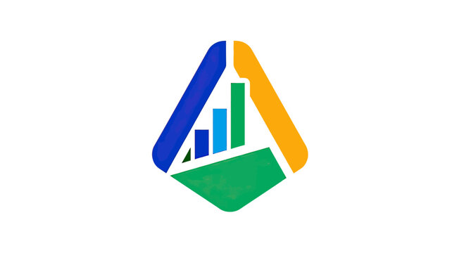 Triangle logo with rising business graph.