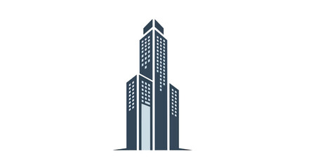 Obraz premium Minimalist blue skyscraper building logo.