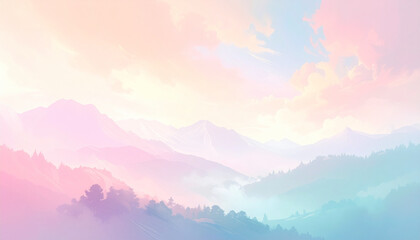 Fototapeta premium Pastel mountain landscape artwork