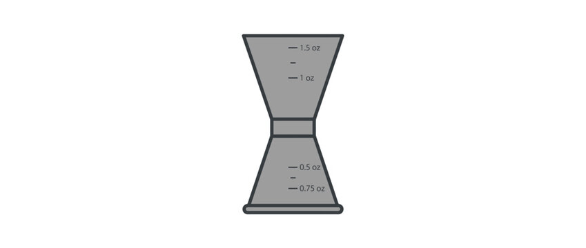 Minimalist vector illustration of a double sided drink measuring jigger