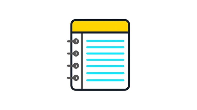 Minimalist notebook icon with yellow header and lined pages