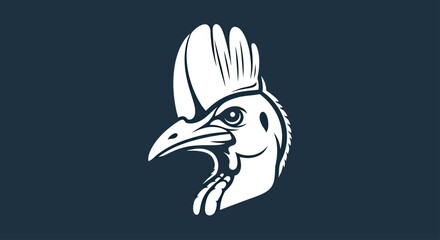 Stylized bird head mascot with tall crest © Castin