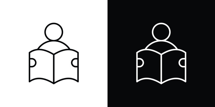 Book open reader icon lineart pictograms bundle