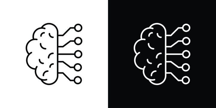 Brain circuit icon lineart pictograms bundle
