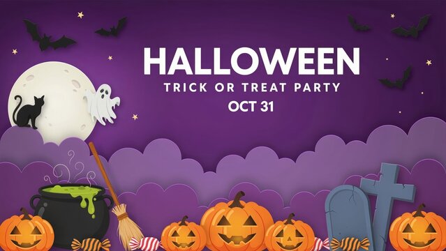 Halloween party invitation with spooky elements