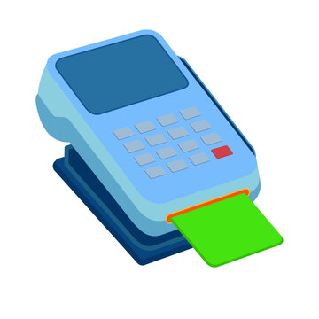 Vector Illustration of a Payment Terminal With Card Inserted Point Of Sale Card Reader For Retail Payments