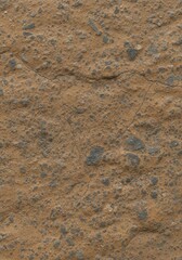Fototapeta premium Textured concrete wall surface with cracks. Brown industrial background with stone aggregate and rough cement material. Weathered building facade texture for architectural design.