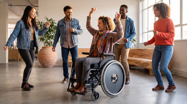 Wheelchair Dance Break Celebrates Inclusive Coworker Connection
