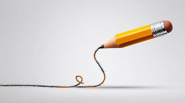Yellow pencil tracing a curvy line