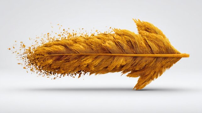 Gold feather arrow explodes into dust