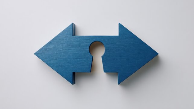 Dark-blue keyhole between opposing arrows