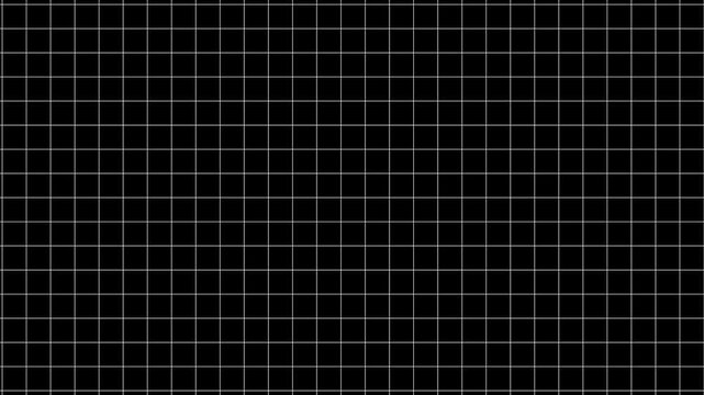 Black background with animated waving white wireframe grid line, Minimal technology white grid on black background,
Black and white grid moving upwards, abstract geometric background 