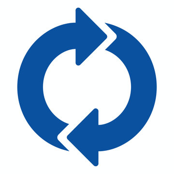 Blue circular refresh arrows icon indicating repeat, cycle, or update process