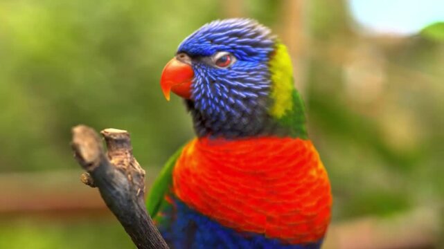Close Up Portrait of Rainbow Lorikeet Parrot Squawking
