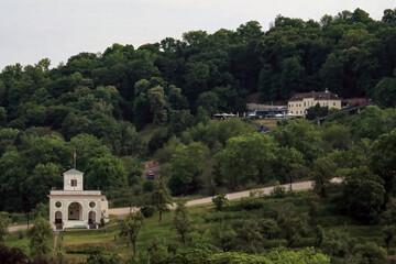 Fototapeta premium Small chapel on a green hillside