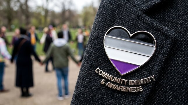 Heart shaped symbol featuring horizontal stripes of black grey white and violet representing community identity and awareness heart flag pride asexual identity symbol orientation stripes