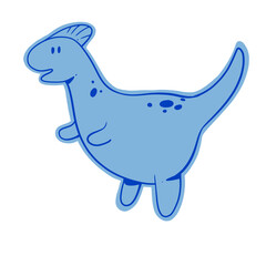 Adorable hand drawn baby sauropod illustration in a simple doodle style. Ideal for children's storybooks, baby products, educational graphics, nursery themes, and fun merchandise. © Afghani
