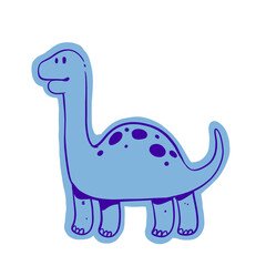 Playful hand illustrated Brontosaurus with a friendly minimalist look. Perfect for nursery artwork, children's branding, educational visuals, dinosaur invitations, and classroom decorations. © Afghani