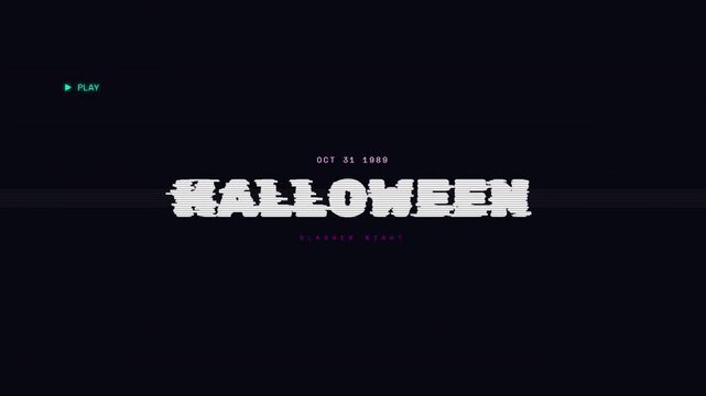 Halloween title animation with retro 80s glitch effect