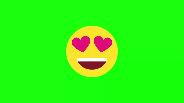 love emoji face animated video on green background