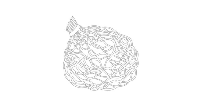 Minimalist Line Art Vector Illustration of a Mesh Produce Bag
