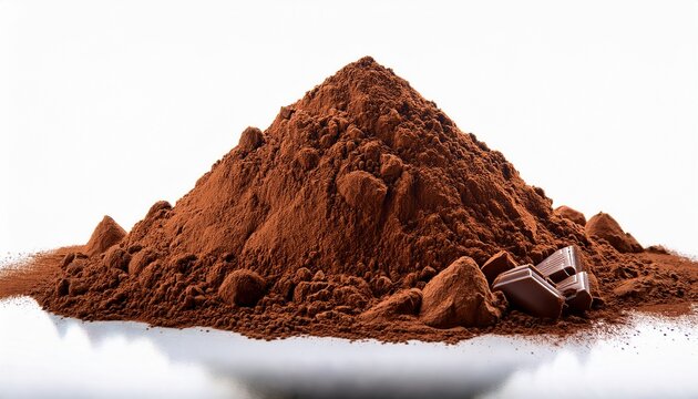 Pile Cocoa Powder Isolated On A White Background