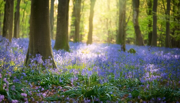 Bluebell Flowers In Woodland