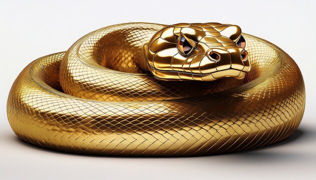 D Render Of A Golden Giant Python Snake Isolated On White