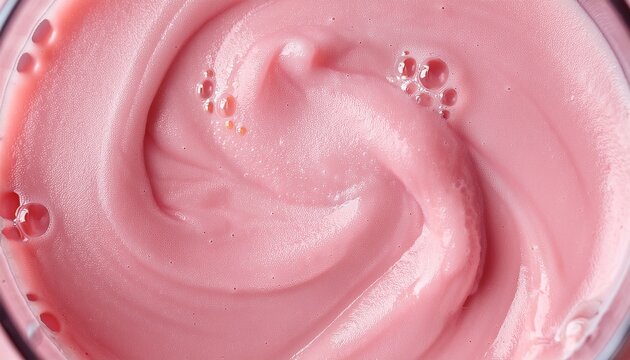 A Close Up Macro Shot Of A Pale Pink Smoothie Swirled With Creamy Texture Featuring Tiny Bubbles And Specks Creating A Visually Appealing And Refreshing Beverage