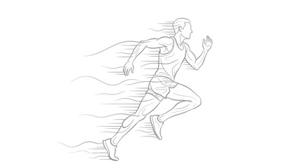 Obraz premium Dynamic Sketch of a Running Athlete with Speed Lines