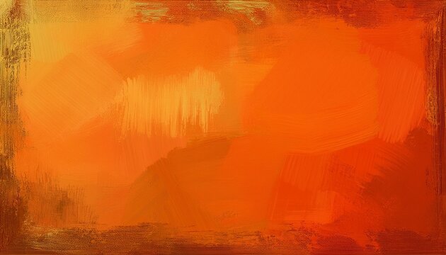 Abstract Textured Orange Background With Distressed Border And Vibrant Brushstroke Canvas Effect For Creative Designs