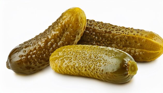Marinated Pickled Cucumbers Isolated On White Background Full Depth Of Field