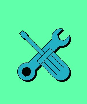 A looping 2D animation featuring crossed wrench and screwdriver tools in a clean flat vector style.