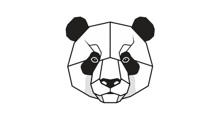 Stylized geometric panda bear head portrait. © Kishin