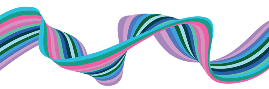 colorful on white abstract perspective line wave stripes with 3d dimensional effect isolated on white. vector