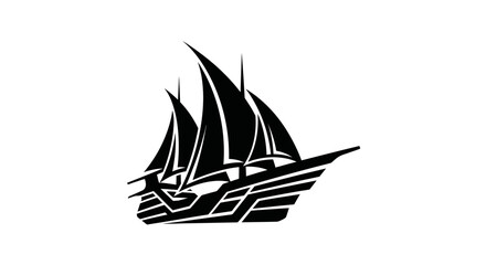 Stylized Sailing Ship Silhouette Graphic Icon © kiki__
