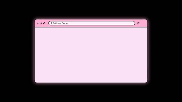 Retro Web Browser Black Background - Animated Pink Neon Glow Floating Search Tab