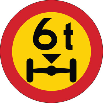 No Single Axle Weight 6t Axle European Road Sign
