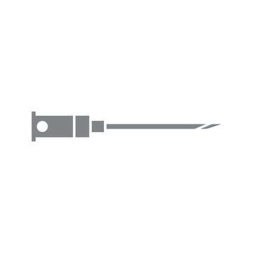 Isolated hypodermic needle with cap, medical instrument for injection, simple flat icon