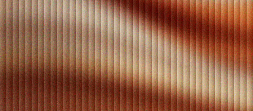 Corrugated copper metal texture with vertical ridges and warm lighting. Industrial bronze background with metallic grooves and rhythmic shadows. Abstract copper surface for architectural design.