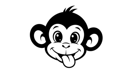 Obraz premium Cute Cartoon Monkey Face Vector Illustration