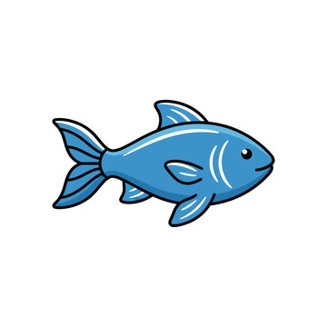 Simple blue fish vector illustration with creature illustration wildlife swimming isolated minimalist underwater template bluefish freshwater saltwater