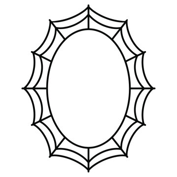 Oval frame with spider web border, decorative element for halloween or spooky themes