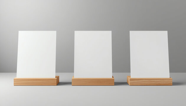 Blank table tent mock up template on isolated white background, Stand for acrylic tent card Used for Menu Bar and restaurant, 3d illustration