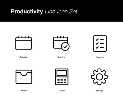 Productivity Line Icon Set, Editable Stroke Business Outline Vector Icons