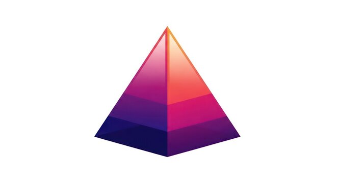 Colorful gradient glass pyramid with multiple layers